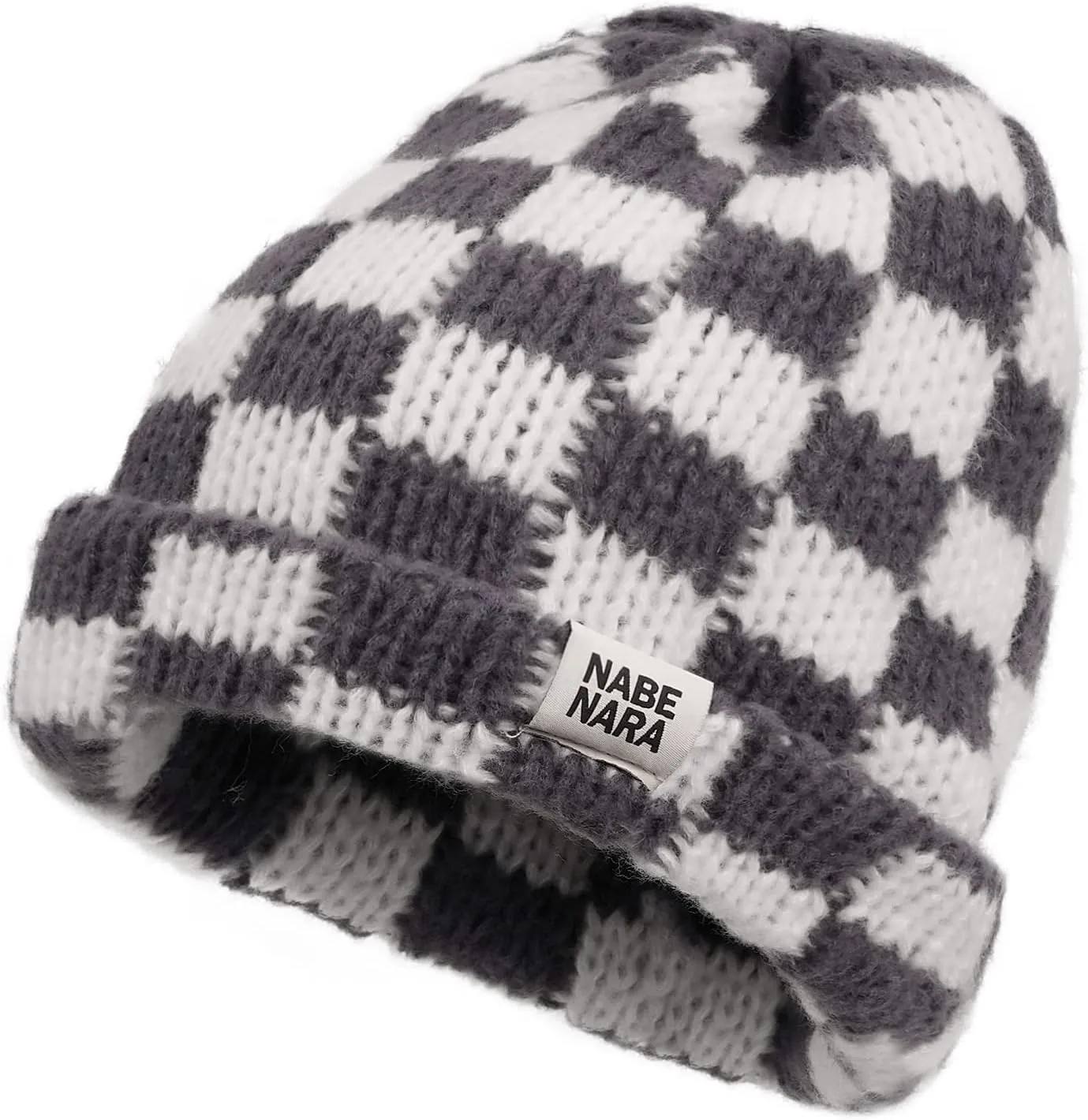 Clakllie Checkered Beanie for Women Men Slouchy Beanies Warm Knitted Hats Winter Skiing Hats Daily Cuffed Watch Skullcap