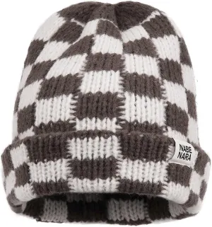 Clakllie Checkered Beanie for Women Men Slouchy Beanies Warm Knitted Hats Winter Skiing Hats Daily Cuffed Watch Skullcap