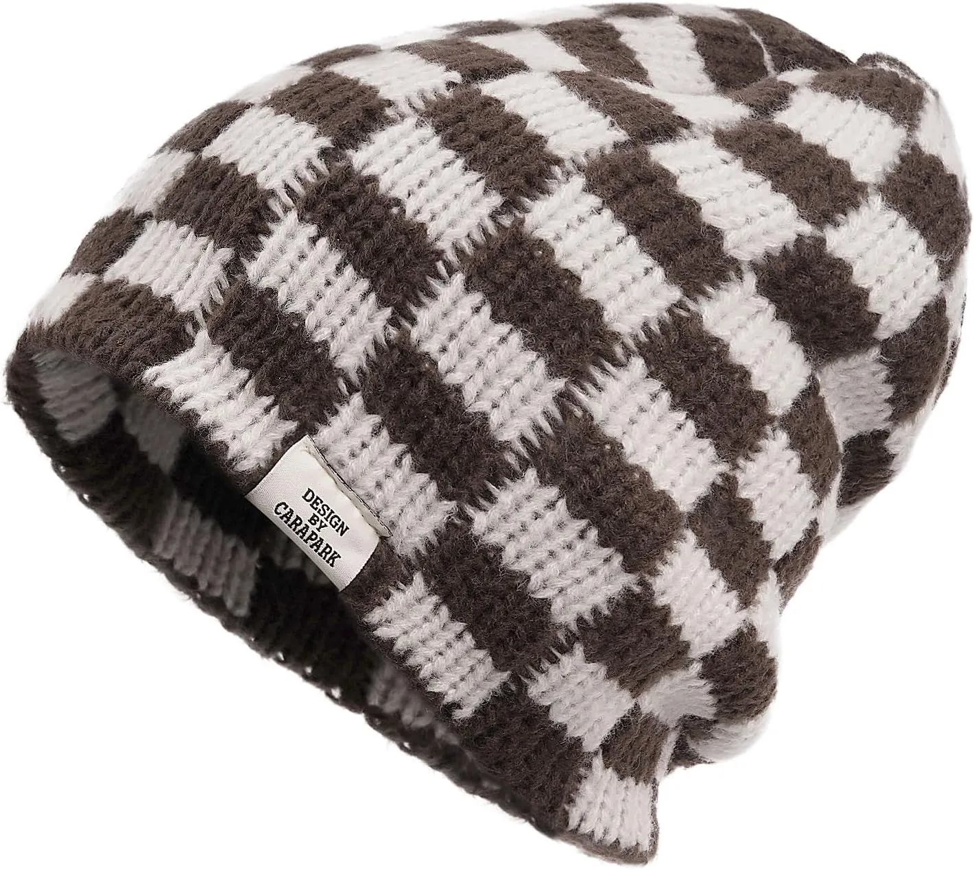 Clakllie Checkered Beanie for Women Men Slouchy Beanies Warm Knitted Hats Winter Skiing Hats Daily Cuffed Watch Skullcap
