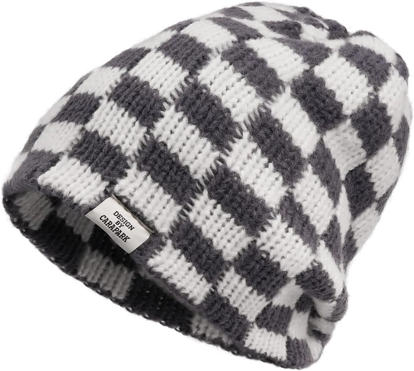 Clakllie Checkered Beanie for Women Men Slouchy Beanies Warm Knitted Hats Winter Skiing Hats Daily Cuffed Watch Skullcap