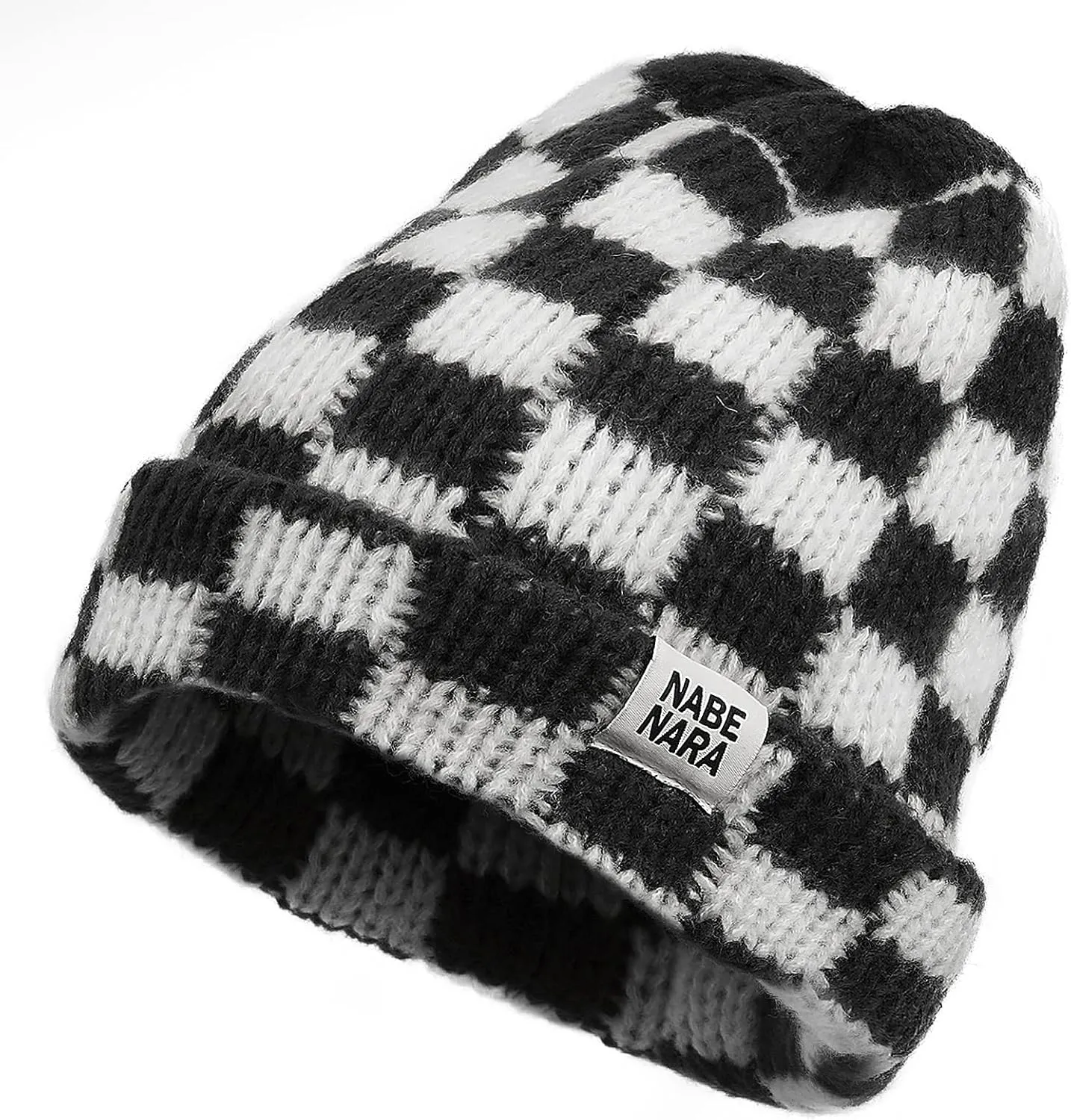 Clakllie Checkered Beanie for Women Men Slouchy Beanies Warm Knitted Hats Winter Skiing Hats Daily Cuffed Watch Skullcap