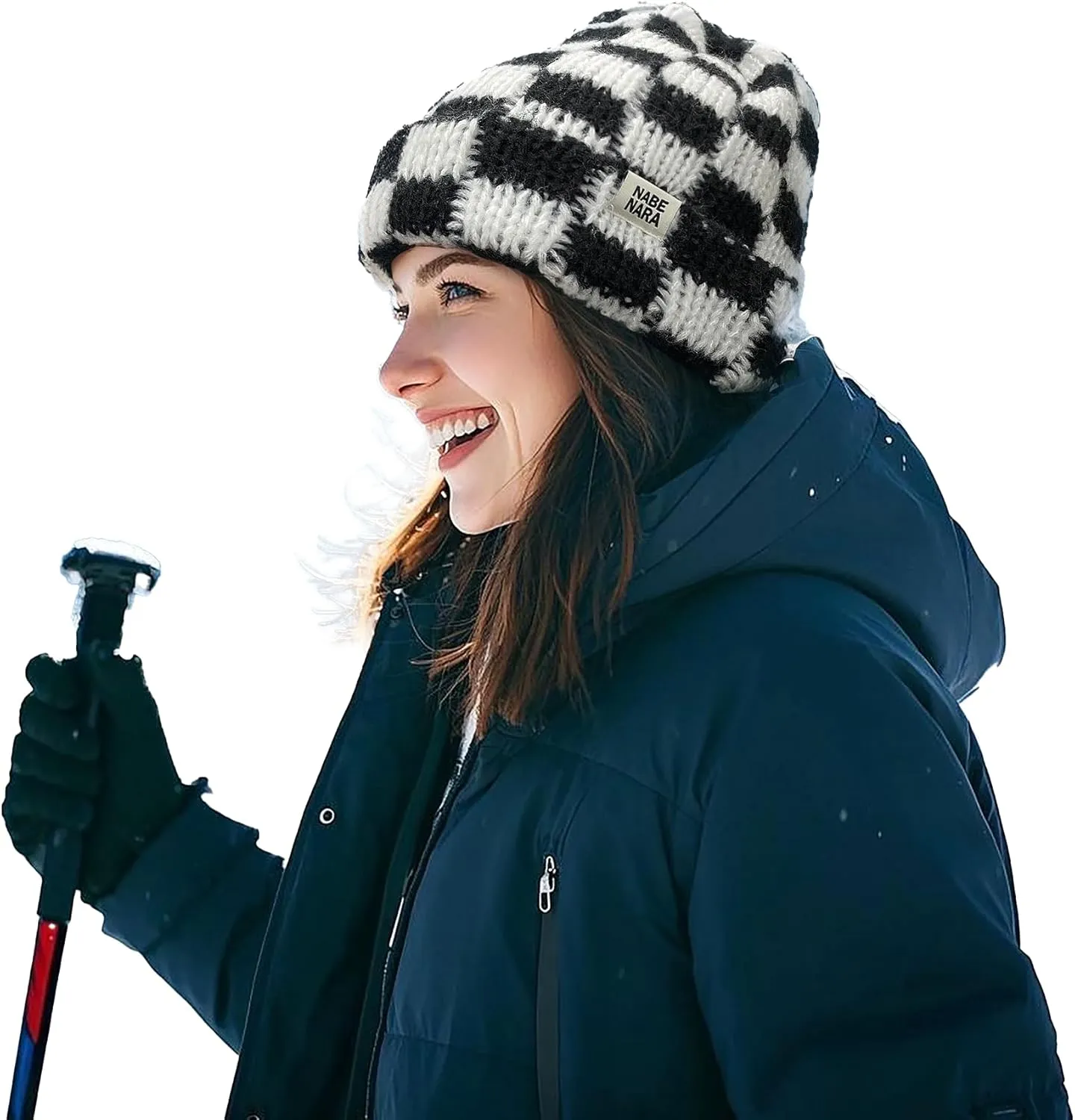 Clakllie Checkered Beanie for Women Men Slouchy Beanies Warm Knitted Hats Winter Skiing Hats Daily Cuffed Watch Skullcap
