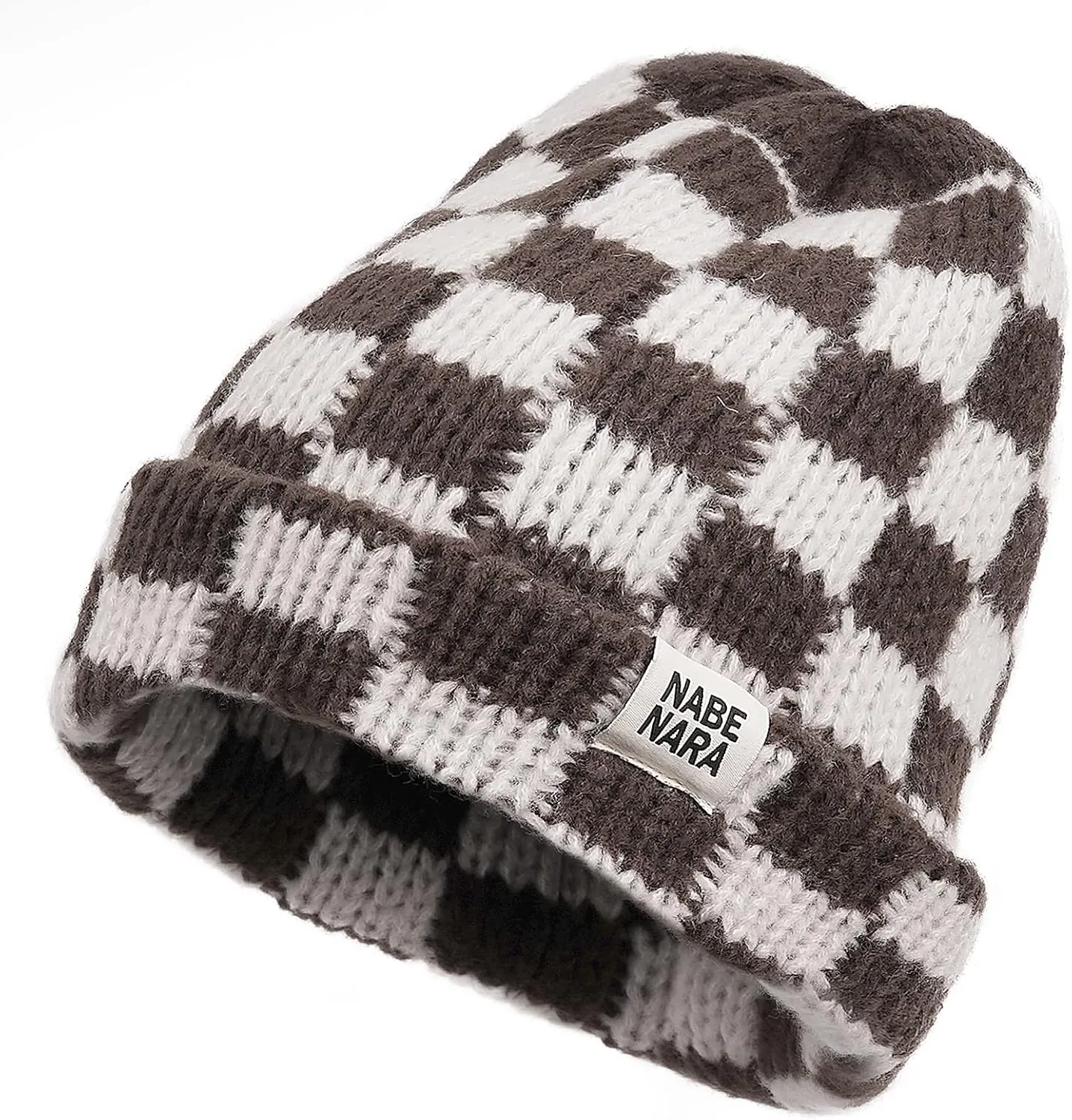 Clakllie Checkered Beanie for Women Men Slouchy Beanies Warm Knitted Hats Winter Skiing Hats Daily Cuffed Watch Skullcap