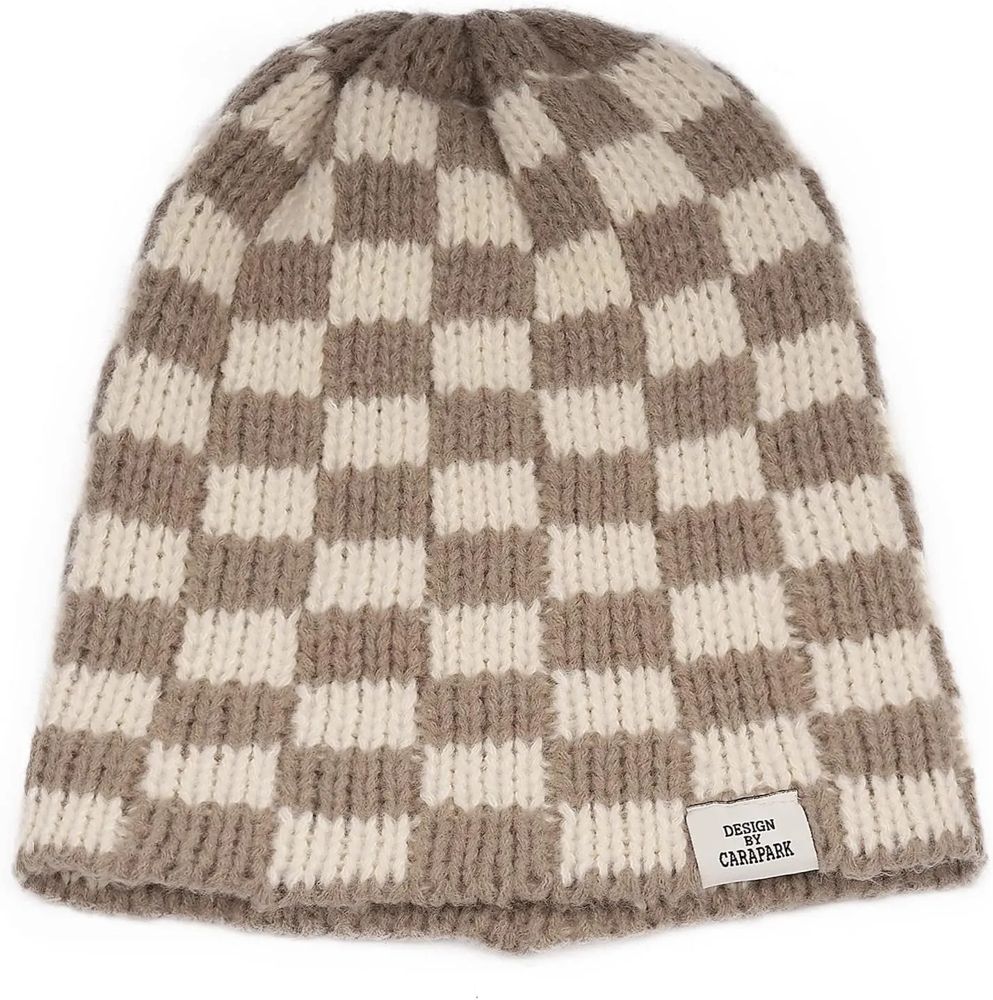 Clakllie Checkered Beanie for Women Men Slouchy Beanies Warm Knitted Hats Winter Skiing Hats Daily Cuffed Watch Skullcap