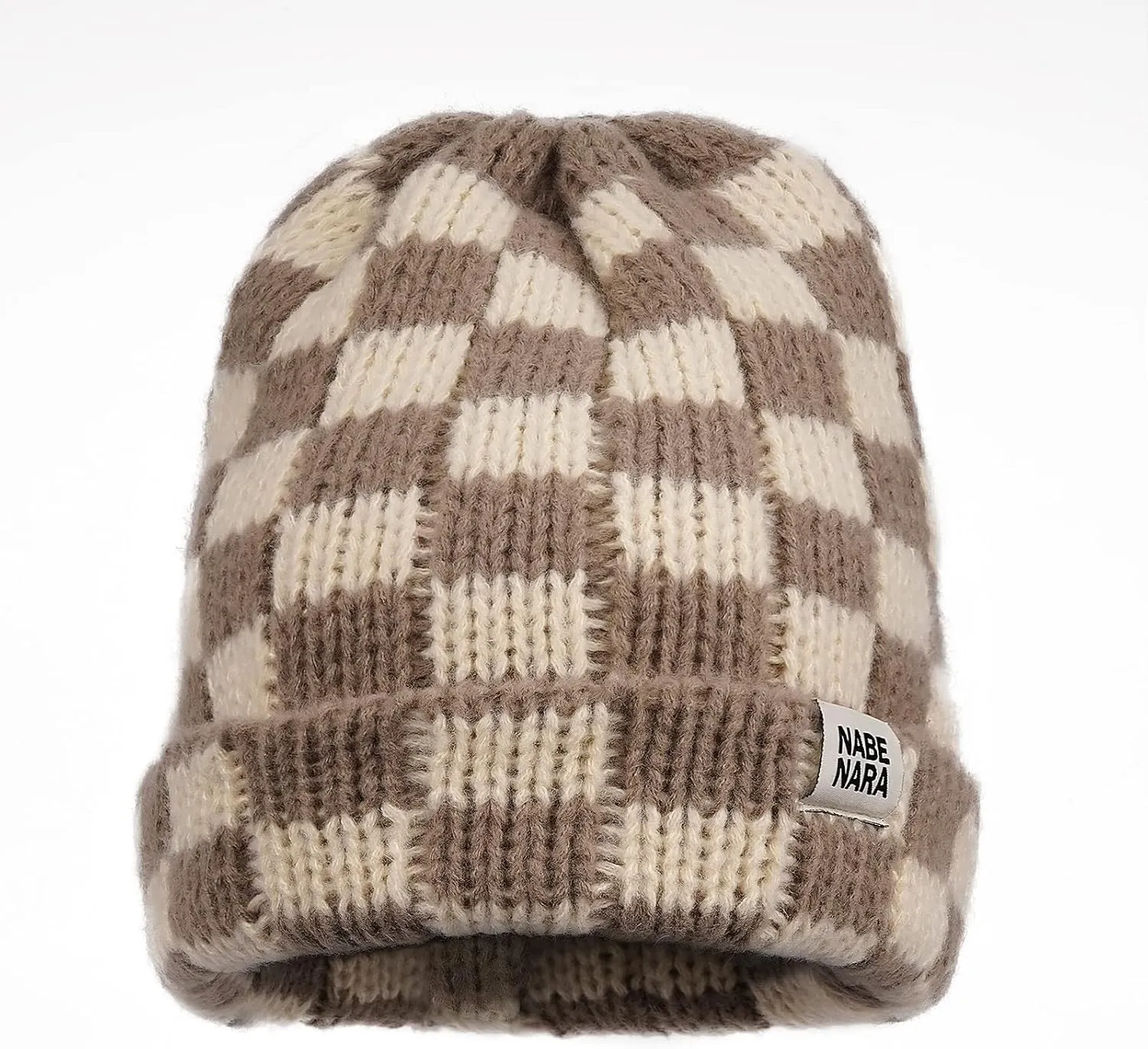 Clakllie Checkered Beanie for Women Men Slouchy Beanies Warm Knitted Hats Winter Skiing Hats Daily Cuffed Watch Skullcap