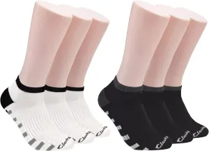 Clarks Men's Sport Half Cushion Low Cut Socks 6 Pair, White/Black, Men's 7-12 Shoe