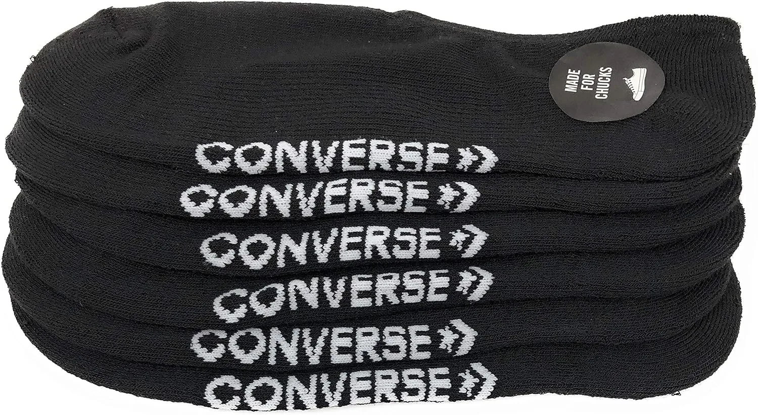 Converse Men's 3 Pack Half Cushion Ultra Low Socks No Show Made For Chucks Shoe Size 6-12 (Black)