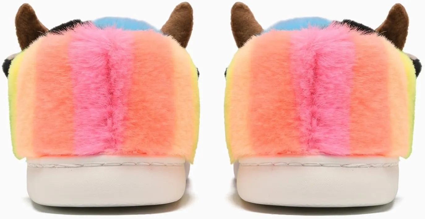 Cow Slippers for Women and Men, Fluffy Cute Cozy Cartoon Cow Cotton House Slipper Womens Milky Cows Animal Preppy Funny Furry Kawaii Bedroom Pillow Cloud Slippers for Women Indoor and Outdoor