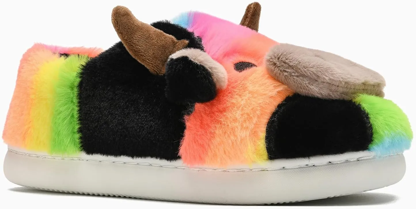 Cow Slippers for Women and Men, Fluffy Cute Cozy Cartoon Cow Cotton House Slipper Womens Milky Cows Animal Preppy Funny Furry Kawaii Bedroom Pillow Cloud Slippers for Women Indoor and Outdoor