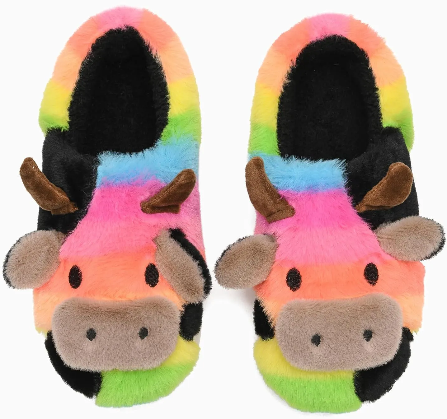 Cow Slippers for Women and Men, Fluffy Cute Cozy Cartoon Cow Cotton House Slipper Womens Milky Cows Animal Preppy Funny Furry Kawaii Bedroom Pillow Cloud Slippers for Women Indoor and Outdoor