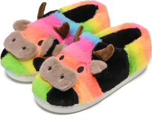 Cow Slippers for Women and Men, Fluffy Cute Cozy Cartoon Cow Cotton House Slipper Womens Milky Cows Animal Preppy Funny Furry Kawaii Bedroom Pillow Cloud Slippers for Women Indoor and Outdoor