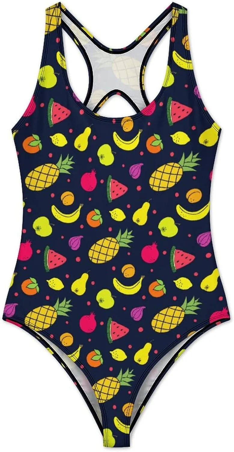 Cute Rabbit Checkered One Piece Swimsuit Womens Tummy Control Racerback Swimwear with Padded for Swimming Surfing