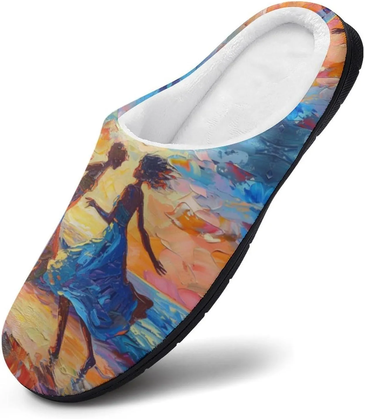 Dancing in The Dusk Sunset Women's Cotton Slippers Warm Gifts Washable Indoor Slip On Shoes with Anti-Skid Rubber Sole