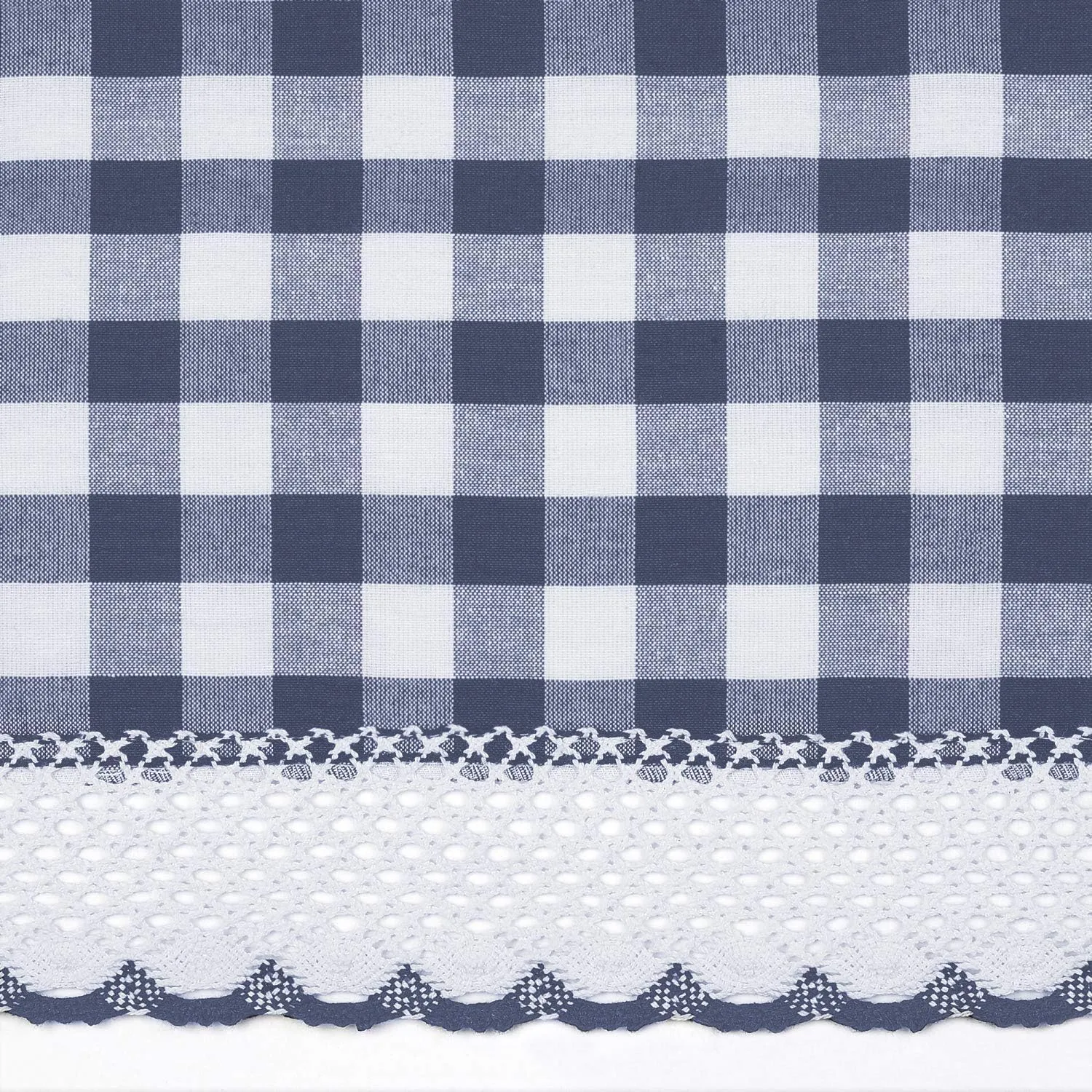Designer Home Window Panel Curtain Tier Pair Kitchen Drape Plaid Gingham Checked Navy Checkered Panel