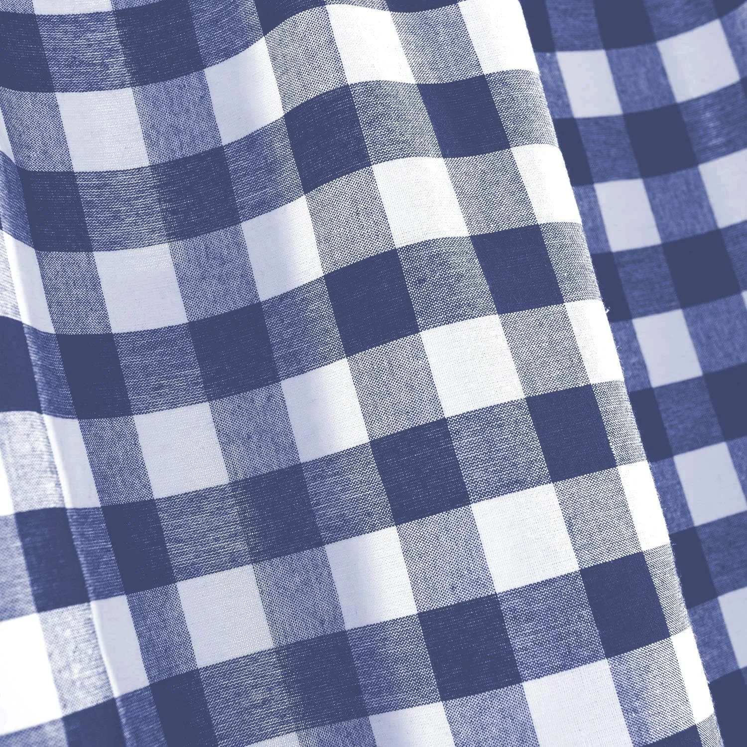 Designer Home Window Panel Curtain Tier Pair Kitchen Drape Plaid Gingham Checked Navy Checkered Panel