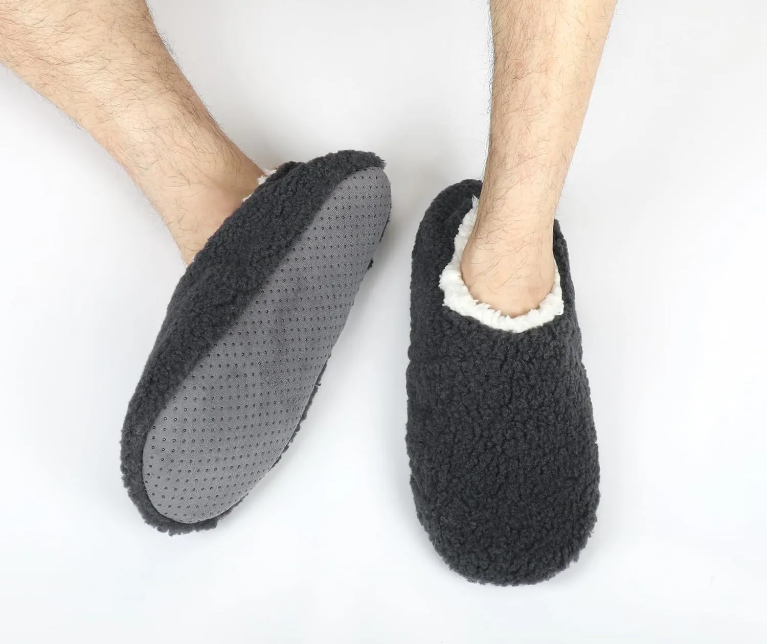 DICUIRD Mens Slipper Socks With Non Skid Bottoms, Warm Slipper Socks With Grippers For Men, Fuzzy House Fabric Slippers