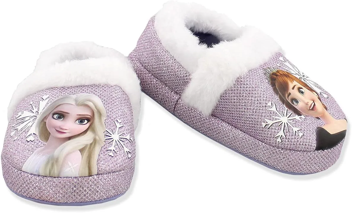 Disney Frozen 2 Elsa Anna Girls Toddler Plush A-Line Slippers