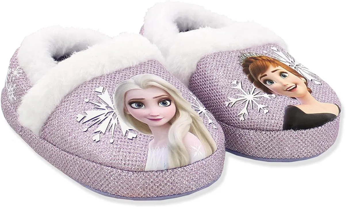 Disney Frozen 2 Elsa Anna Girls Toddler Plush A-Line Slippers