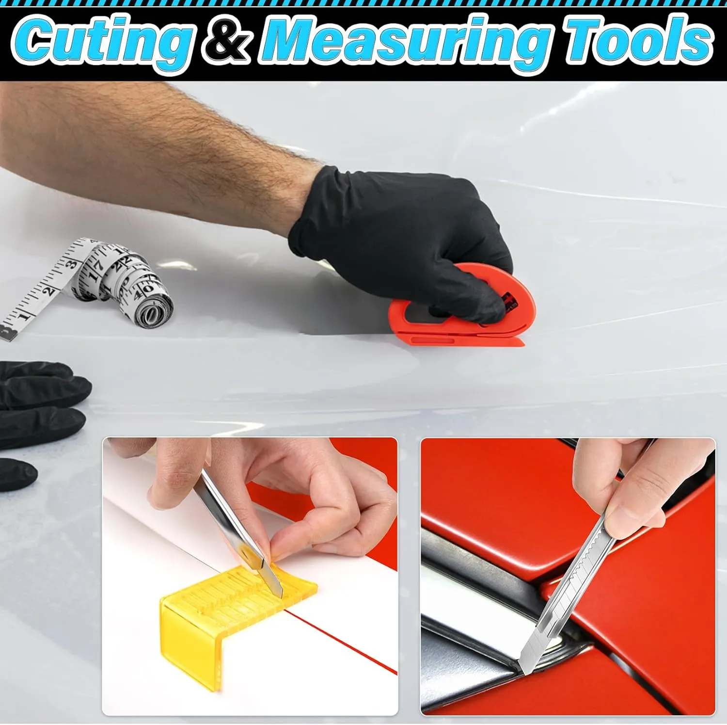 DIYSELF Car Window Tint Kit, 55 Pcs Vinyl Wrap Tool Kit, Car Window Tint Tools, Satin Metallic Finish, Multi