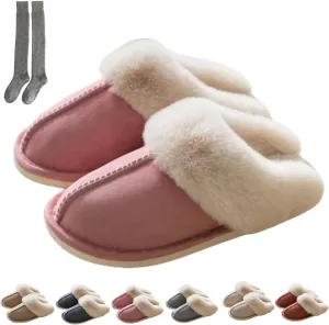 Dreamtoe Slippers, 2025 Dreamtoe Winter Warm Plush Faux Fur Lined Indooor House Slides for Women