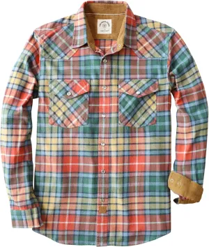 Dubinik® Mens Flannel Shirts Long Sleeve Casual Cozy Pearl Snap Shirts for Men Western Cowboy Plaid Soft Pure Cotton