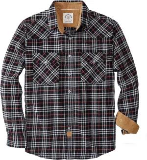 Dubinik® Mens Flannel Shirts Long Sleeve Casual Cozy Pearl Snap Shirts for Men Western Cowboy Plaid Soft Pure Cotton