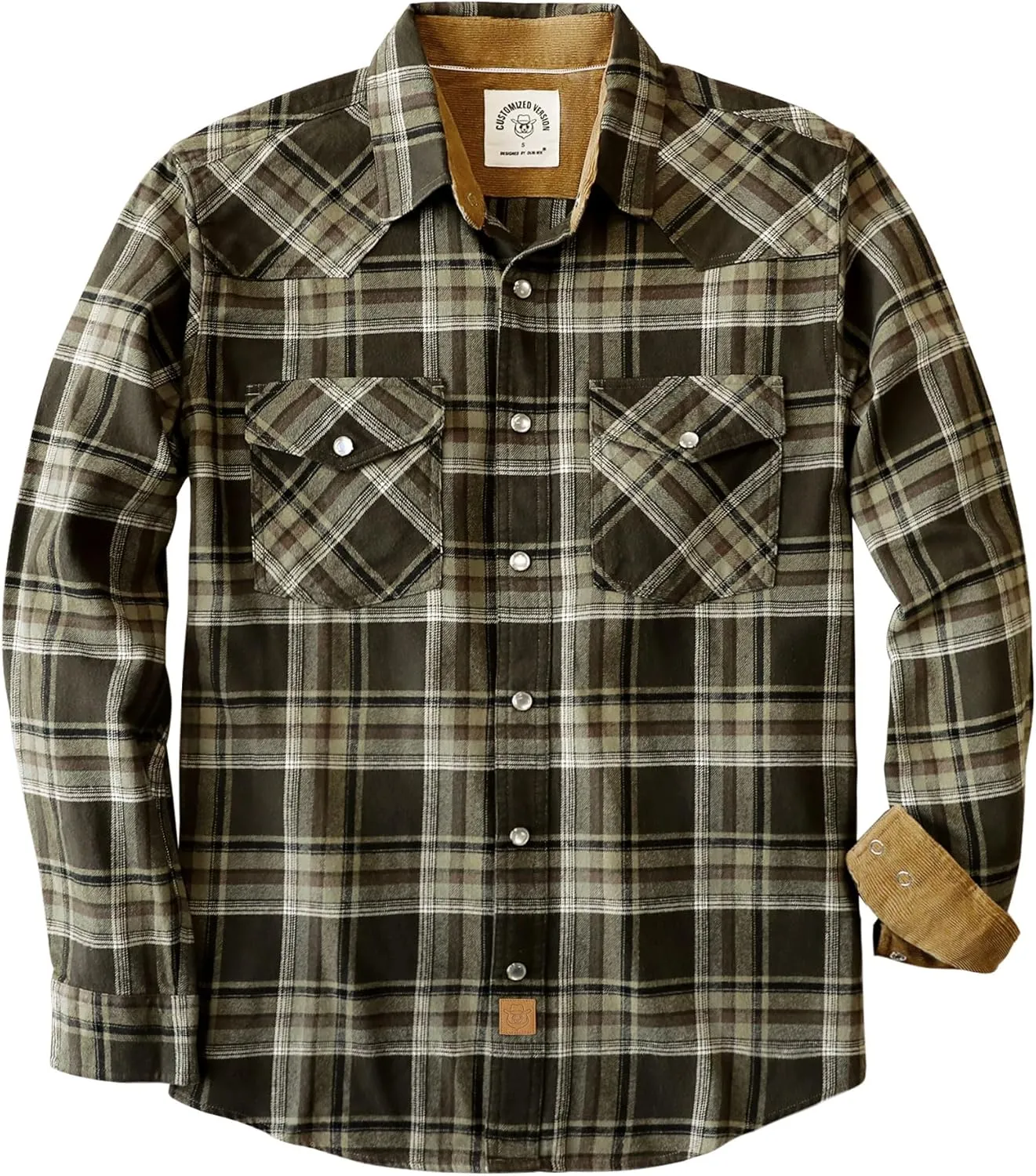 Dubinik® Mens Flannel Shirts Long Sleeve Casual Cozy Pearl Snap Shirts for Men Western Cowboy Plaid Soft Pure Cotton