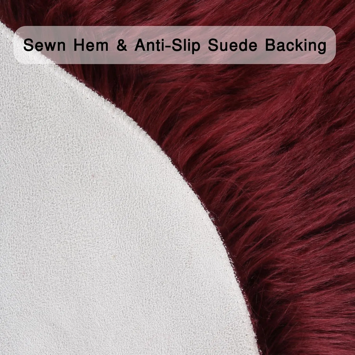 duduta Burgundy Faux Sheepskin Throw Rug 2x3 ft, Fluffy Shag Fur Seat Chair Covers Washable
