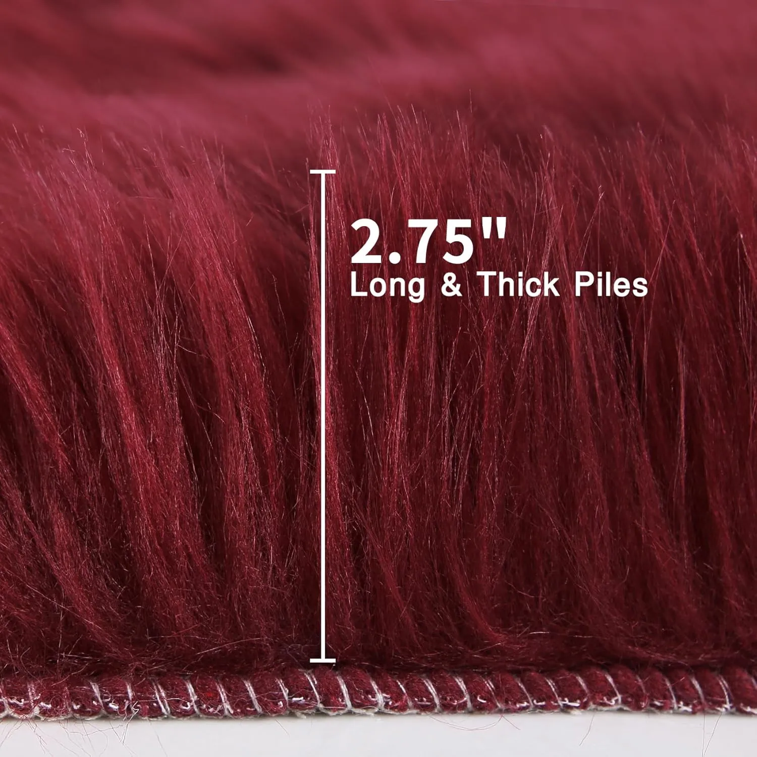 duduta Burgundy Faux Sheepskin Throw Rug 2x3 ft, Fluffy Shag Fur Seat Chair Covers Washable