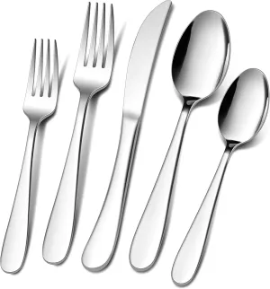 E-far 40-Piece Heavy Duty Silverware Set, Stainless Steel Flatware Cutlery Set for 8, Heavy Weight Tableware Eating Utensils Set for Kitchen Restaurant Wedding Party, Mirror Polished & Dishwasher Safe
