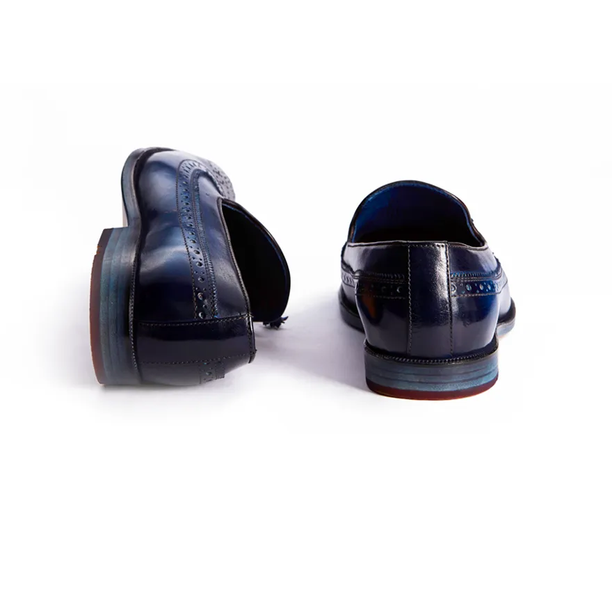 Edward Navy Blue Patina Tassel Loafer