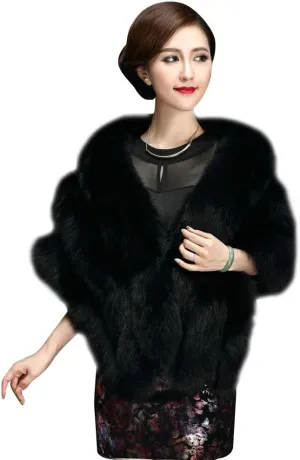 ELFJOY Luxury Faux Fur Shawl for Women Winter Fur Coat Wedding Party Fur Stole Wraps for Evening Dresses