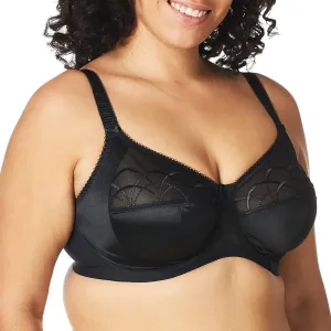 Elomi Cate Embroidered Full Cup Banded Underwire Bra (4030),36J,Black