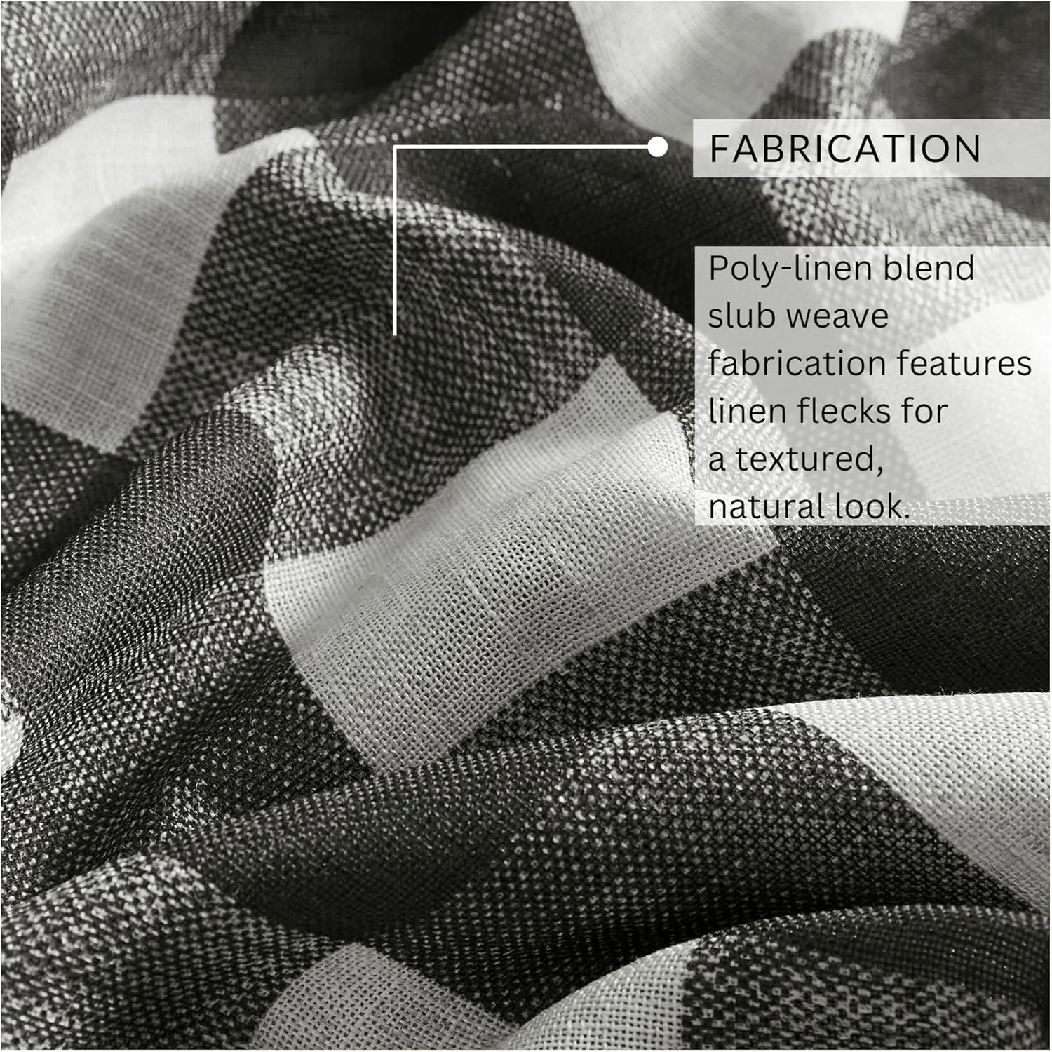 Elrene Home Fashions Farmhouse Living Grainger Buffalo-Check Blackout Window Curtain, Living Room and Bedroom Drape with Rod Pocket Tabs, 52" x 95", Black, 1 Panel
