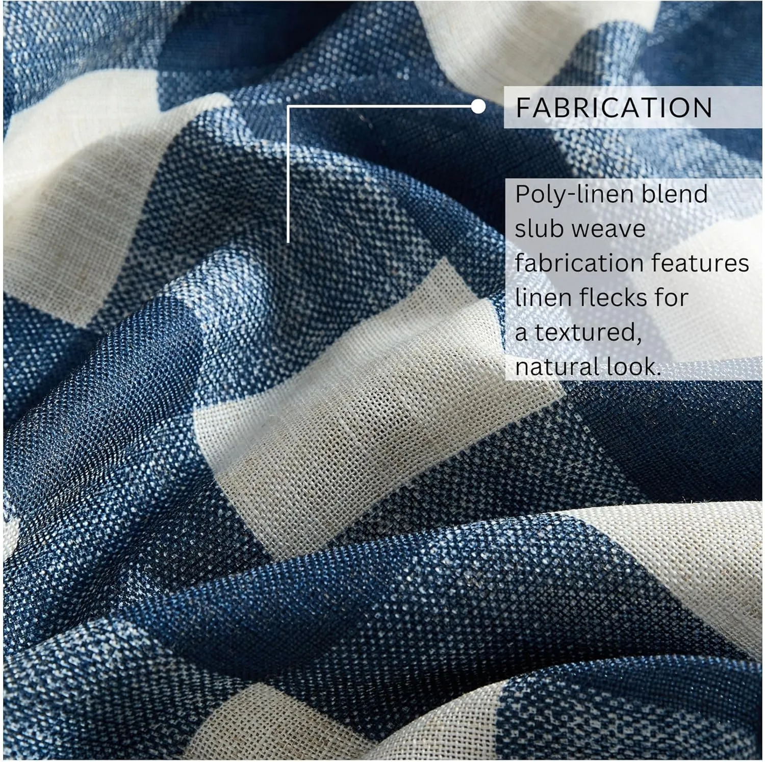 Elrene Home Fashions Farmhouse Living Grainger Buffalo-Check Blackout Window Curtain, Living Room and Bedroom Drape with Rod Pocket Tabs, 52" x 95", Indigo, 1 Panel