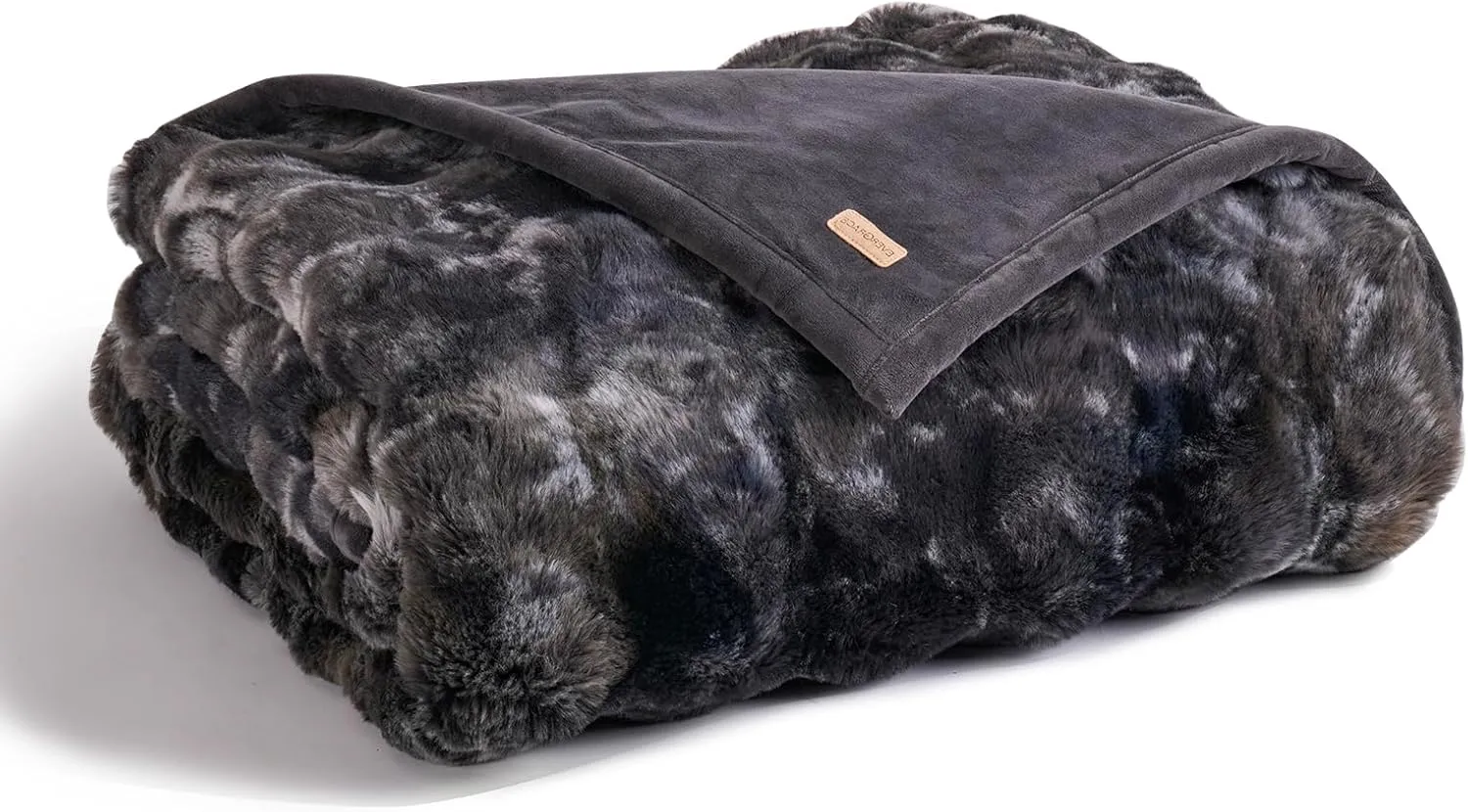 EVERGRACE Ultra Soft Luxury Fluffy Ridgeline Faux Rabbit Fur Bubble Throw Blanket, Thick Warm Fuzzy Throw for Bed, Cozy Plush Reversible Blanket for Couch,Charcoal Gray Heather, 60x80 Inches, 870 GSM