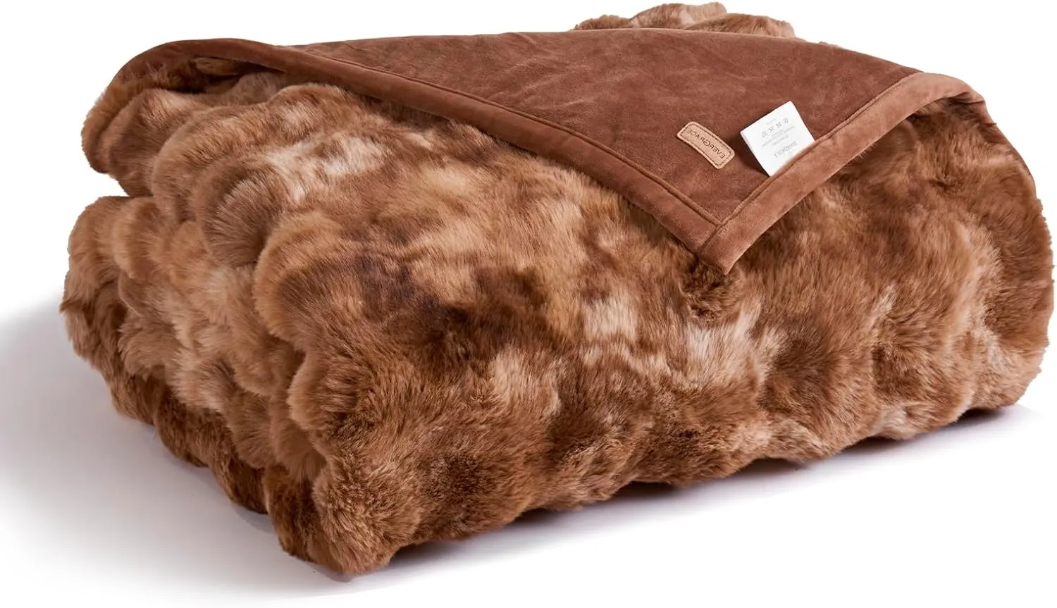 EVERGRACE Ultra Soft Luxury Fluffy Ridgeline Faux Rabbit Fur Throw Blanket, Thick Warm Bubble Throw for Bed, Cozy Plush Reversible Blankets for Couch, Chair, Sofa, Lion Caramel, 60x80 Inches, 870 GSM