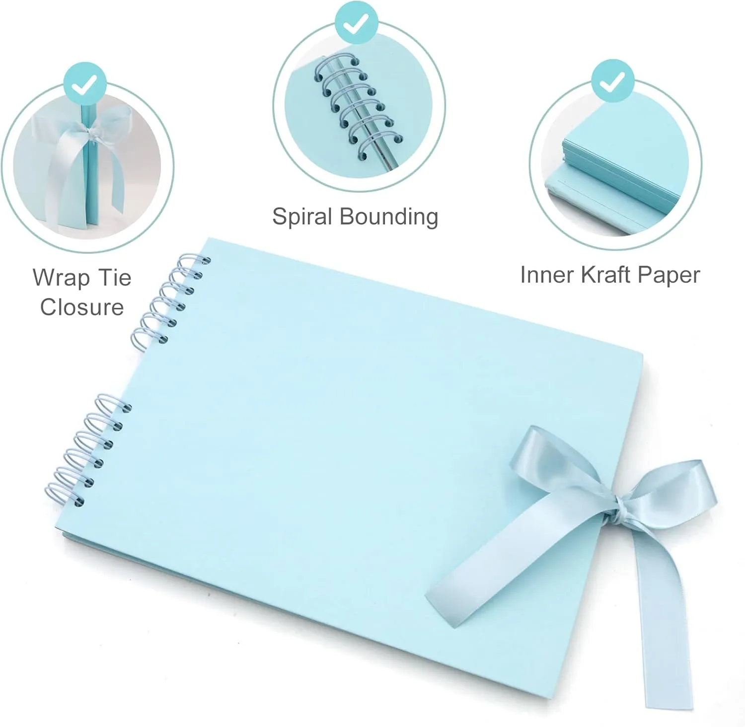EVNEED 11.5 x 8.5 Inch Scrapbook Photo Album,Wedding Guest Book Anniversary Memory Scrapbooking,Wedding Photo Album with DIY Accessories Kit for Craft Paper DIY,Xmas Gift,80 Pages (40