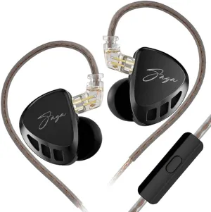 FAAEAL KZ Saga HiFi Earphone Balanced Version with 3.5mm Jack,1DD Dynamic Audiophile Music IEM Headphone,Sports Running Gaming Earbuds,2pin Detachable in-Ear Monitors (Balanced Version with Mic)