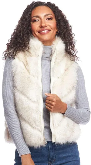 Fabulous-Furs Donna Salyers Chevron Reversible Faux Fur Zip Vest