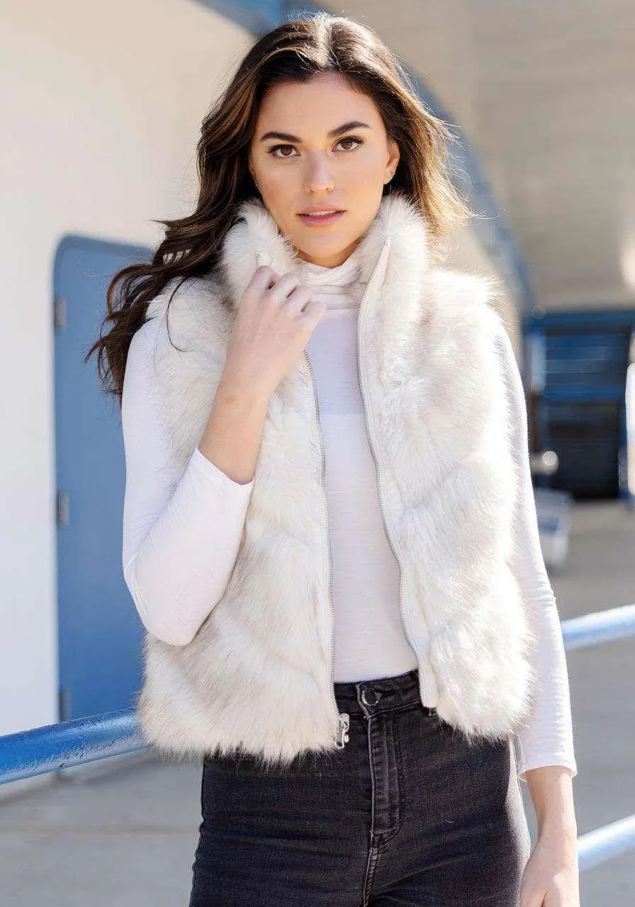 Fabulous-Furs Donna Salyers Chevron Reversible Faux Fur Zip Vest