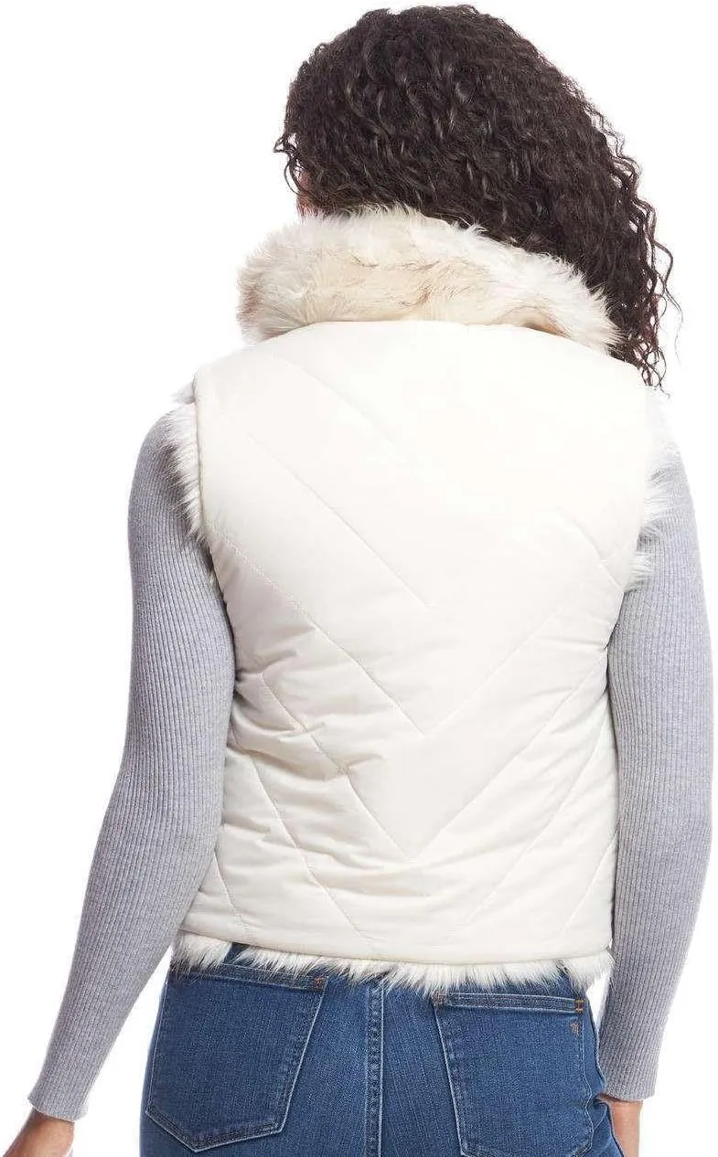 Fabulous-Furs Donna Salyers Chevron Reversible Faux Fur Zip Vest