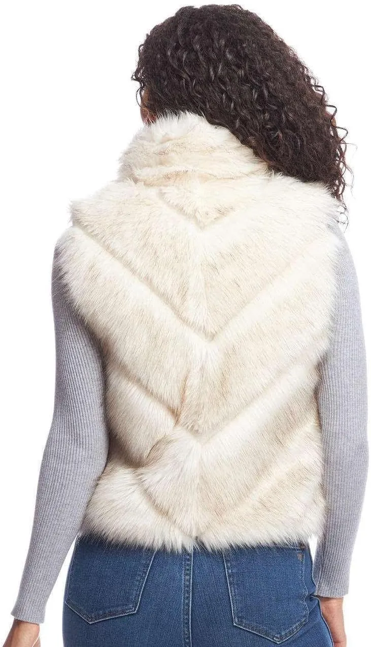 Fabulous-Furs Donna Salyers Chevron Reversible Faux Fur Zip Vest