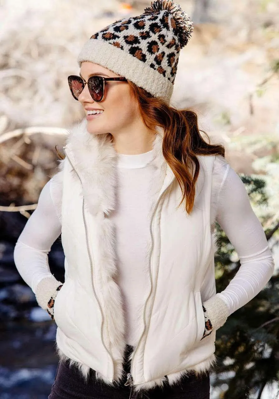Fabulous-Furs Donna Salyers Chevron Reversible Faux Fur Zip Vest