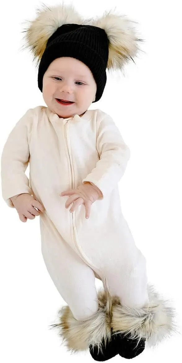 Fabulous-Furs Donna Salyers Infant Black Knit Beanie & Bootie Set, Black, 0/12 MO