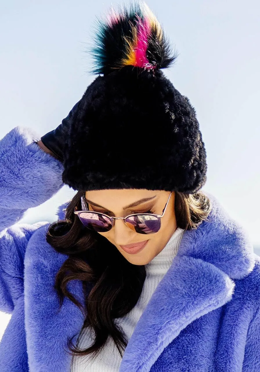 Fabulous-Furs Donna Salyers Neon Knitted Faux Fur Pom Hat