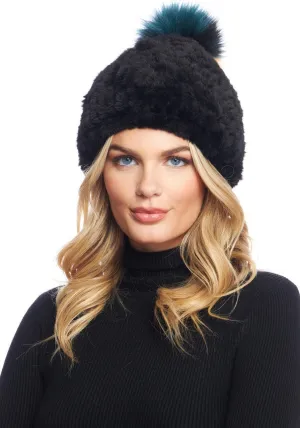 Fabulous-Furs Donna Salyers Neon Knitted Faux Fur Pom Hat