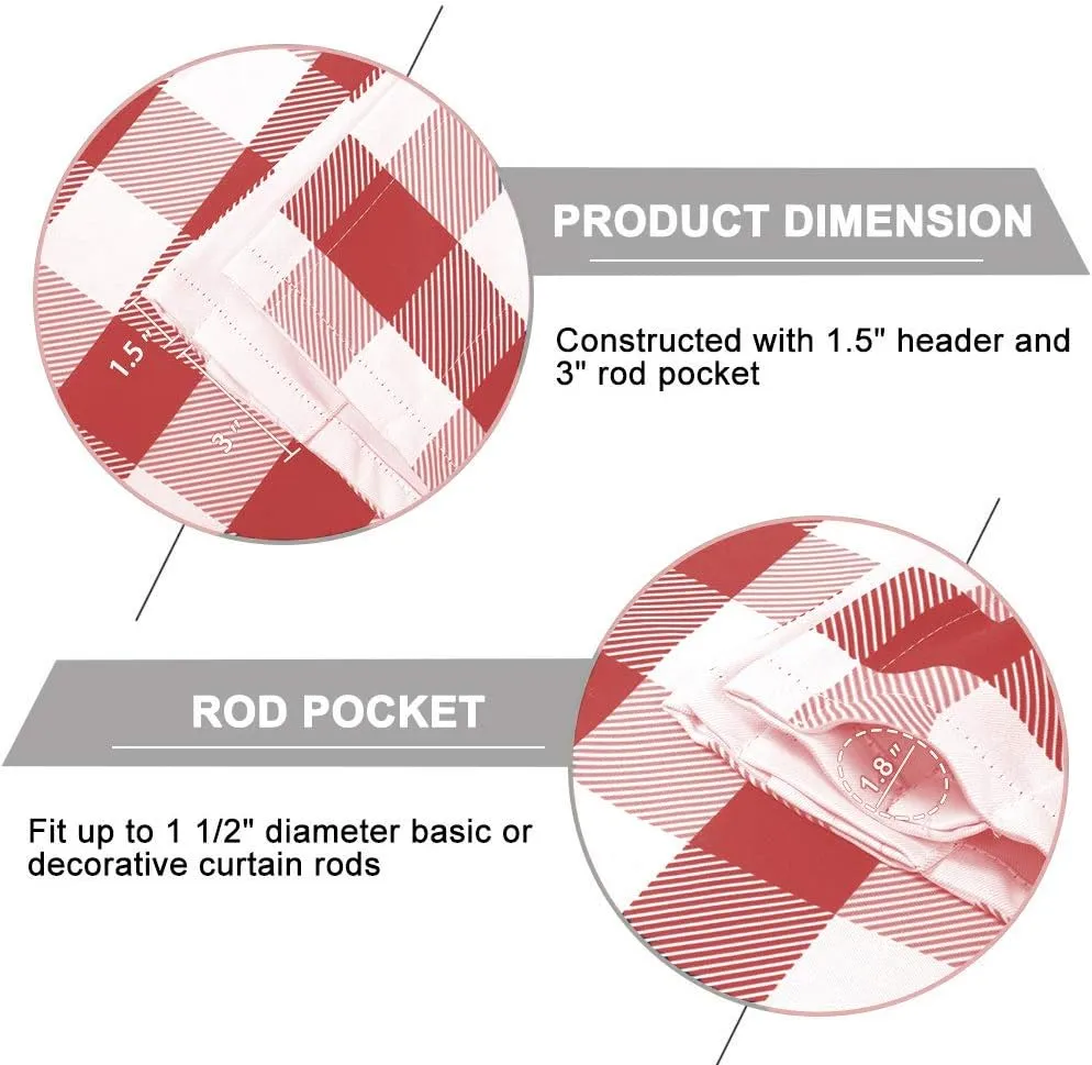 Farmhouse Curtains, Buffalo Plaid Drapes, Classic Country Plaid Gingham Checkered Design, Farmhouse Decor, Window Curtain Treatments 42" x 63" Single Panel, Burgundy