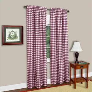 Farmhouse Curtains, Buffalo Plaid Drapes, Classic Country Plaid Gingham Checkered Design, Farmhouse Decor, Window Curtain Treatments 42" x 63" Single Panel, Burgundy