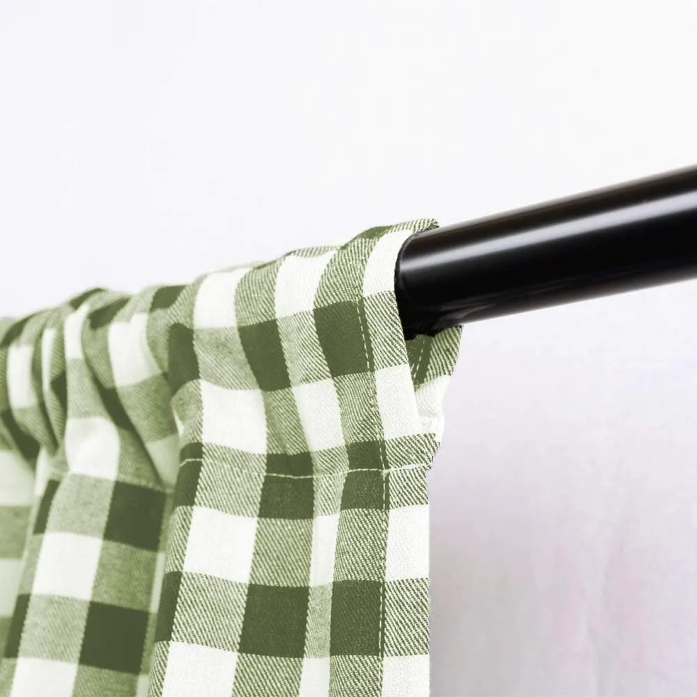Farmhouse Curtains Kitchen Décor, Buffalo Plaid Valance, Classic Country Plaid Gingham Checkered Design, Farmhouse Décor, Window Curtain Treatments (Sage, Tie-Up Shade)